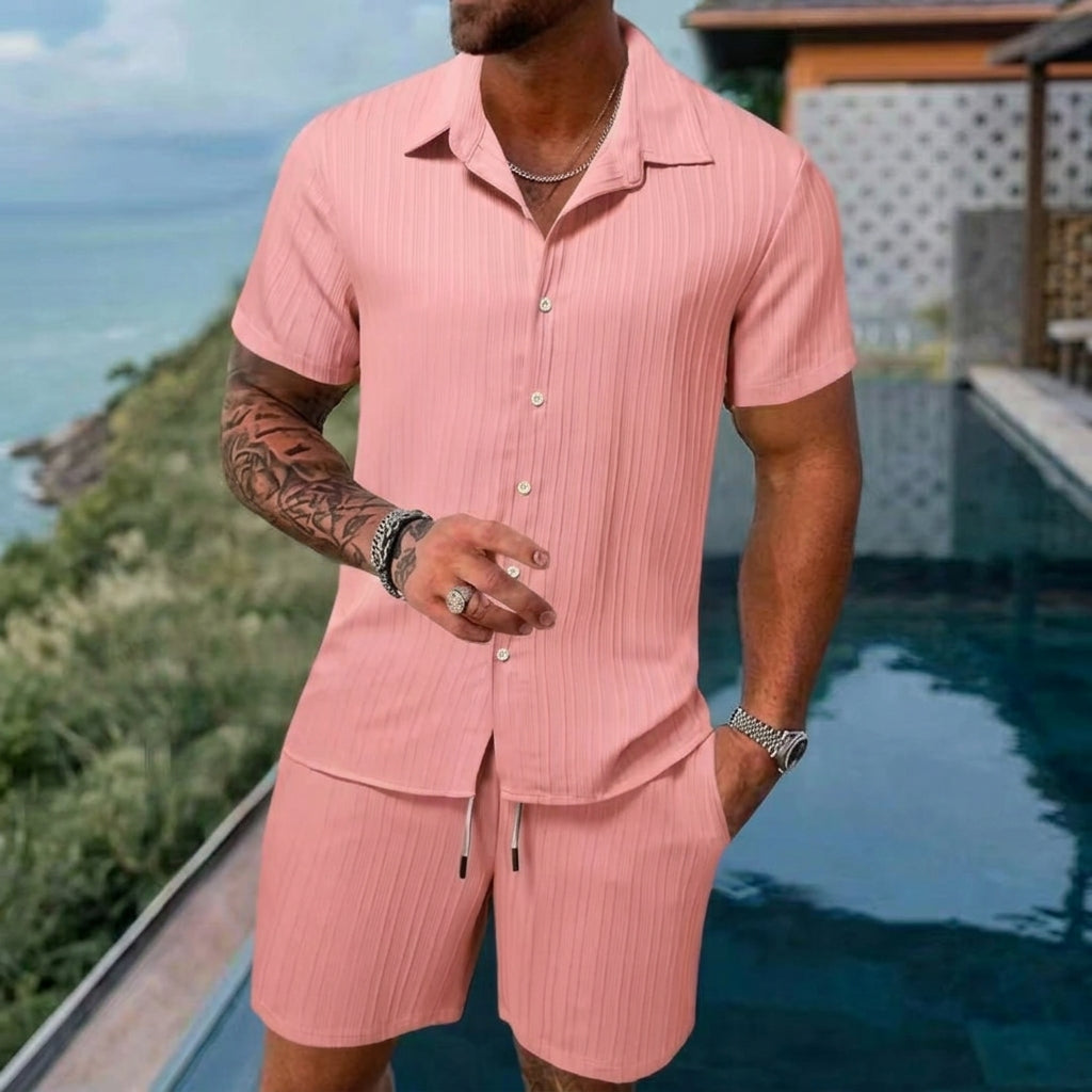 Ethan – Men's Striped Short Sleeve Shirt Set
