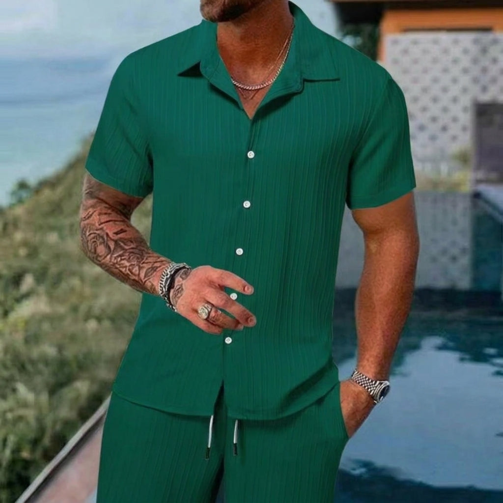 Ethan – Men's Striped Short Sleeve Shirt Set