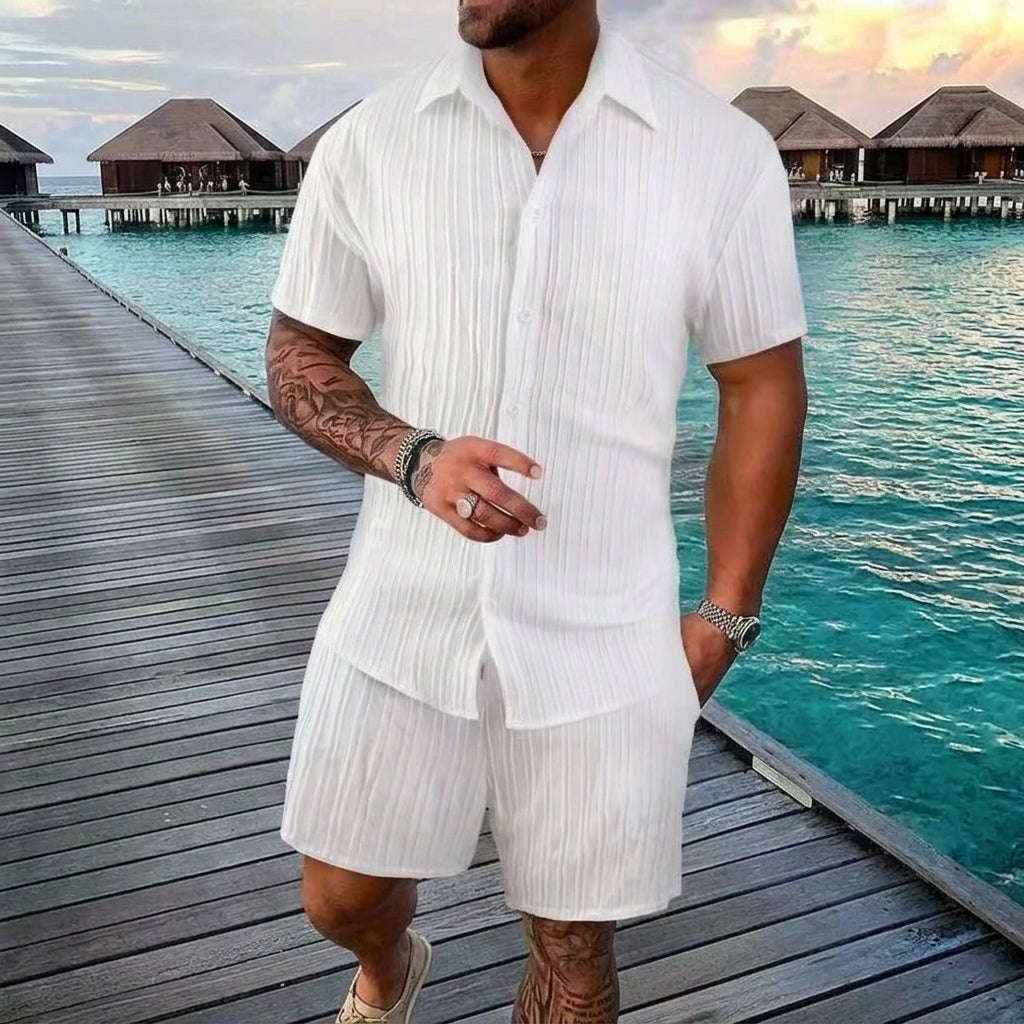 Ethan – Men's Striped Short Sleeve Shirt Set