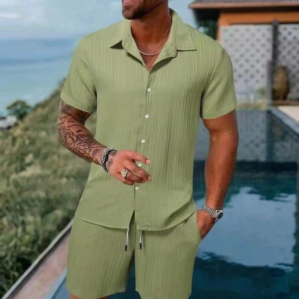 Ethan – Men's Striped Short Sleeve Shirt Set