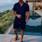 Ethan – Men's Striped Short Sleeve Shirt Set