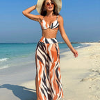 Samantha – Striped Three-Piece Bikini Set