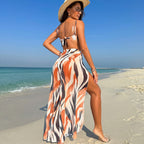 Samantha – Striped Three-Piece Bikini Set