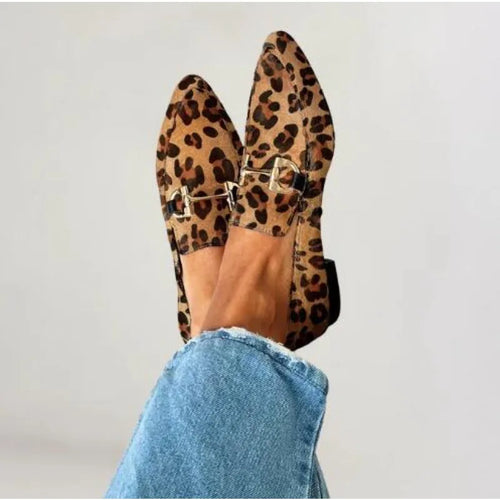 Clara – Leopard Print Buckle Loafers