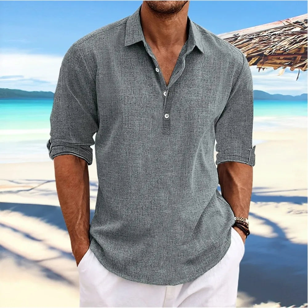 Ethan – Solid Turn-Down Collar Casual Shirt