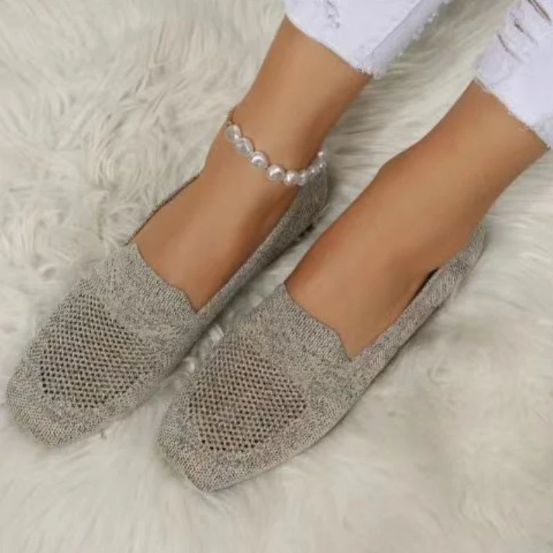 Clara – Solid Mesh Round-Toe Slip-On Flats