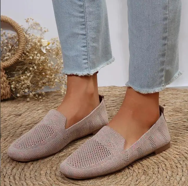 Clara – Solid Mesh Round-Toe Slip-On Flats