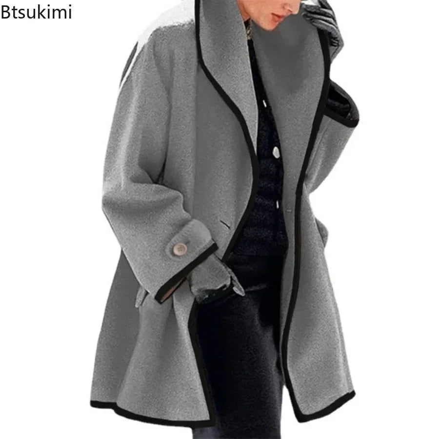 Charlotte – Women's Long Button Wool-Blend Coat