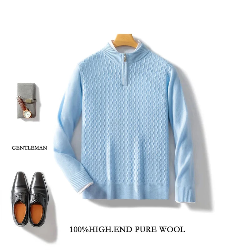 Ethan – Merino Wool Half-Zip Mock Neck Sweater