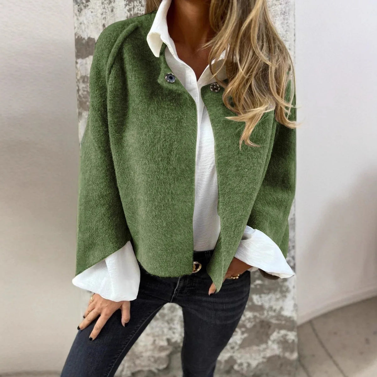 Olivia – Soft Textured Wide-Waist Cardigan Coat