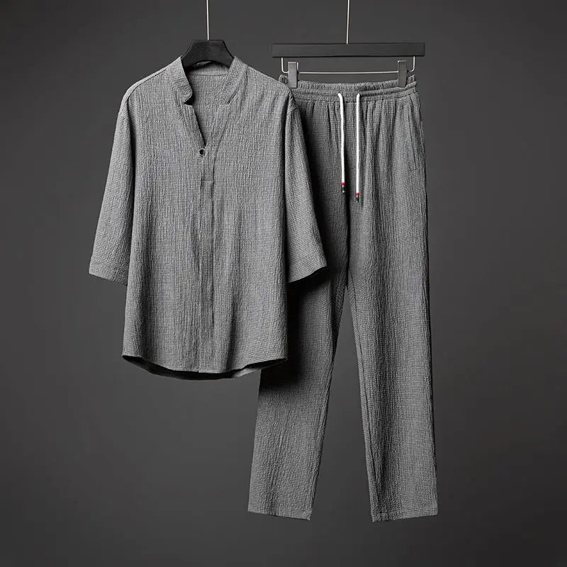 Ethan – Men’s V-Neck Short-Sleeve Sportswear Set