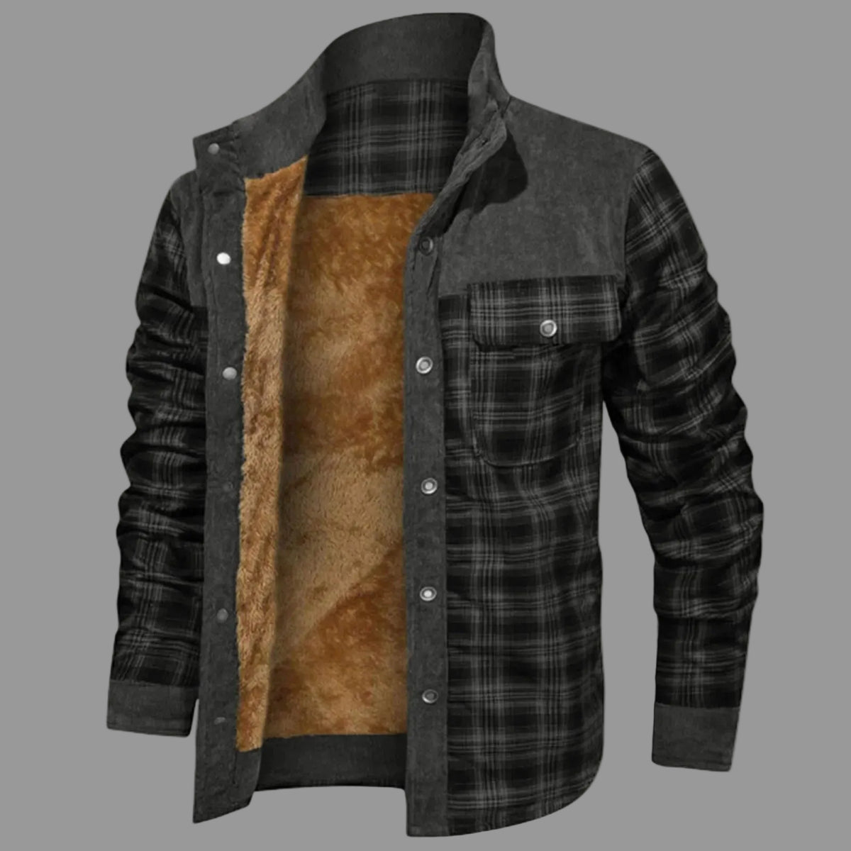 Ethan – Men’s Fleece-Lined Plaid Shirt Jacket