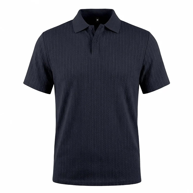 Ethan – Textured Knit Short-Sleeve Polo