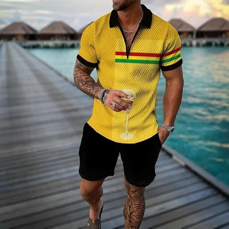 Ethan – Printed Polo Shirt & Shorts Set