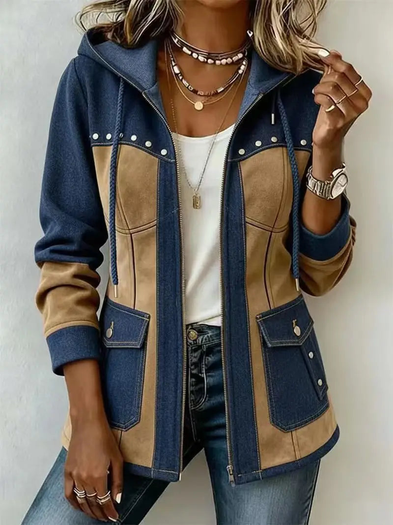 Olivia – Multi-Pocket Solid Denim Jacket