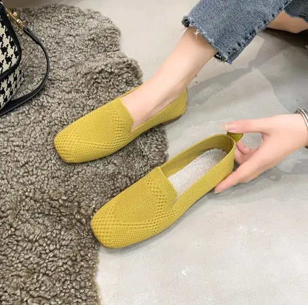 Clara – Solid Mesh Round-Toe Slip-On Flats