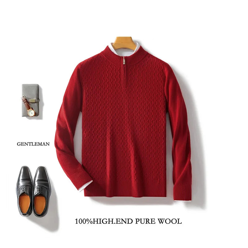 Ethan – Merino Wool Half-Zip Mock Neck Sweater