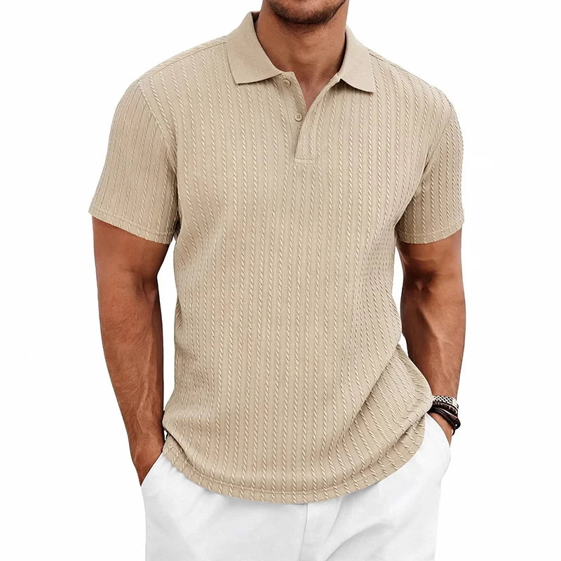 Ethan – Textured Knit Short-Sleeve Polo