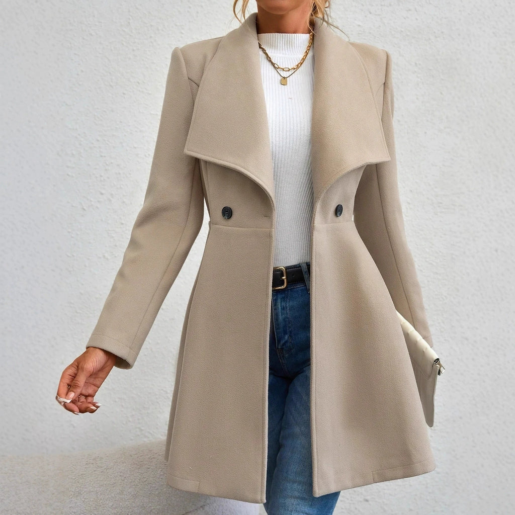Fashionable Tweed Coat Women's Slim Fit Button-Up Collar Autumn Winter New Arrival 2026 from Europe And America