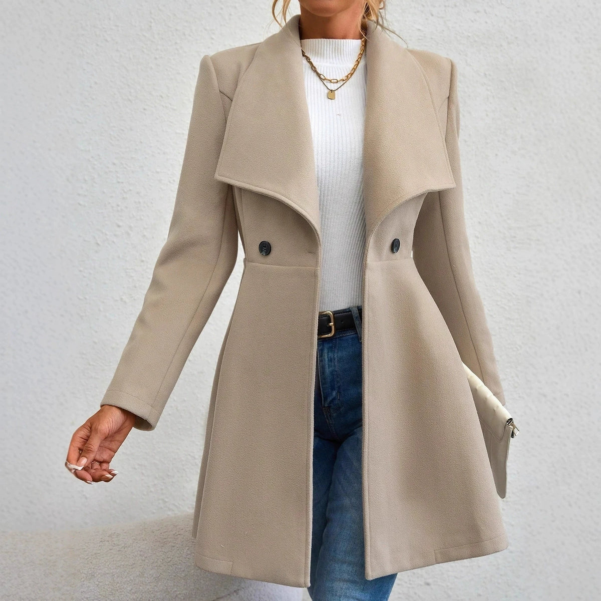 Fashionable Tweed Coat Women's Slim Fit Button-Up Collar Autumn Winter New Arrival 2026 from Europe And America