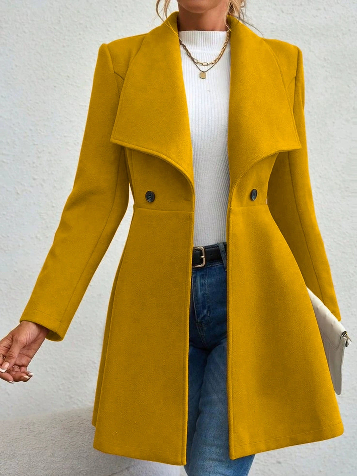 Fashionable Tweed Coat Women's Slim Fit Button-Up Collar Autumn Winter New Arrival 2026 from Europe And America