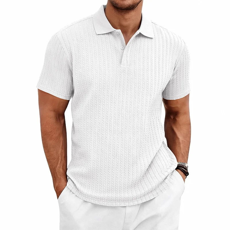 Ethan – Textured Knit Short-Sleeve Polo