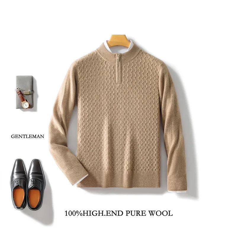 Ethan – Merino Wool Half-Zip Mock Neck Sweater