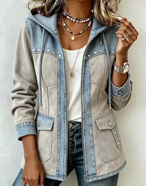 Olivia – Multi-Pocket Solid Denim Jacket