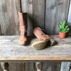 Sofia – Brown Pleated Suede Knee-High Boots