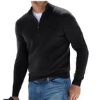 2024 Men's Autumn Long Sleeve V-neck Tops, New European and American Style Woolen Zipper Casual Business Slim Fit Polo Shirts