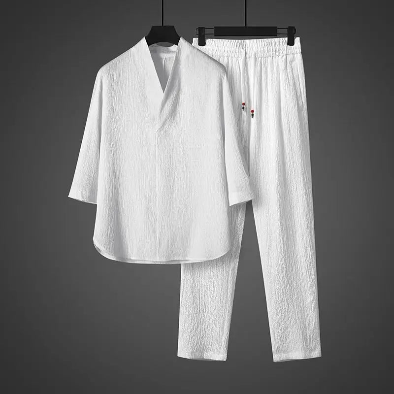 Ethan – Men’s V-Neck Short-Sleeve Sportswear Set