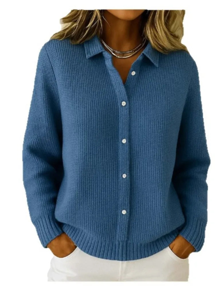Lauren – Button-Up Knit Lapel Cardigan