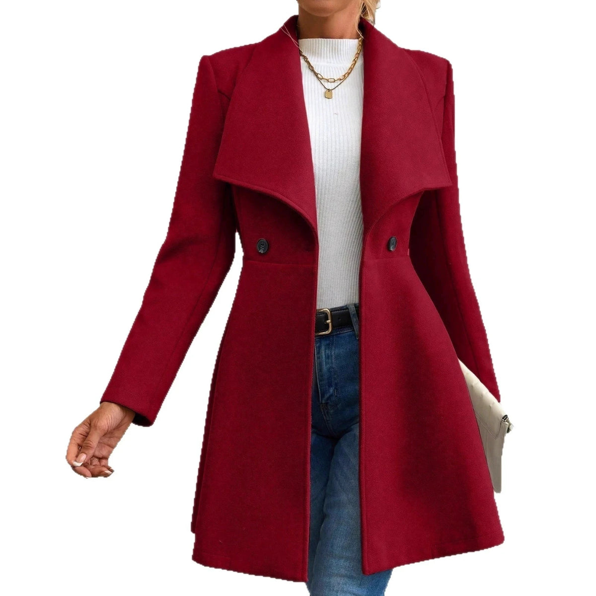 Fashionable Tweed Coat Women's Slim Fit Button-Up Collar Autumn Winter New Arrival 2026 from Europe And America