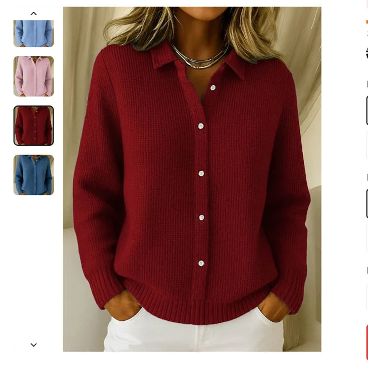 Lauren – Button-Up Knit Lapel Cardigan