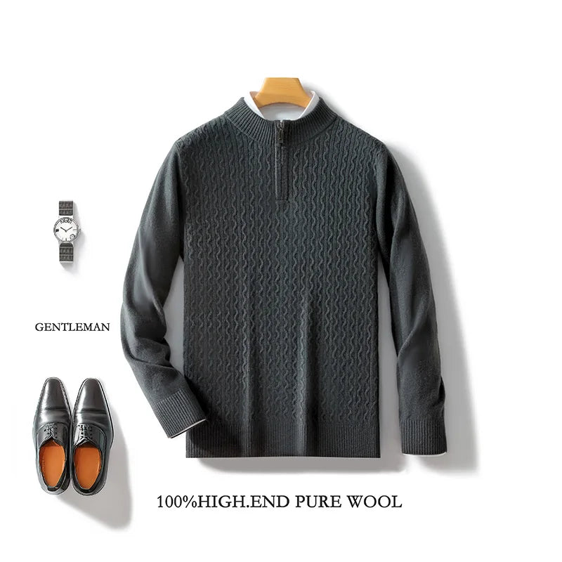 Ethan – Merino Wool Half-Zip Mock Neck Sweater