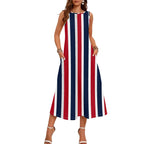 Olivia – Striped Sleeveless Loose-Fit Midi Dress