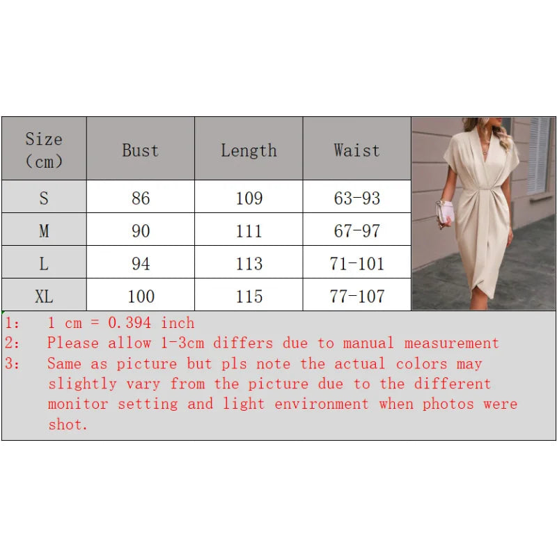 Julia – V-Neck Waist-Tie Asymmetrical Midi Dress