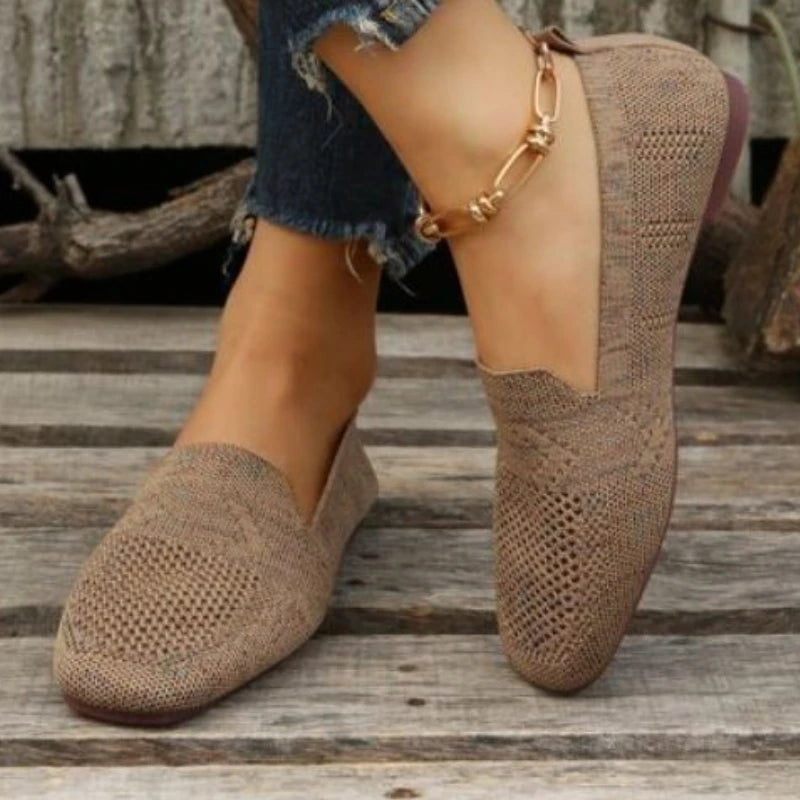 Clara – Solid Mesh Round-Toe Slip-On Flats