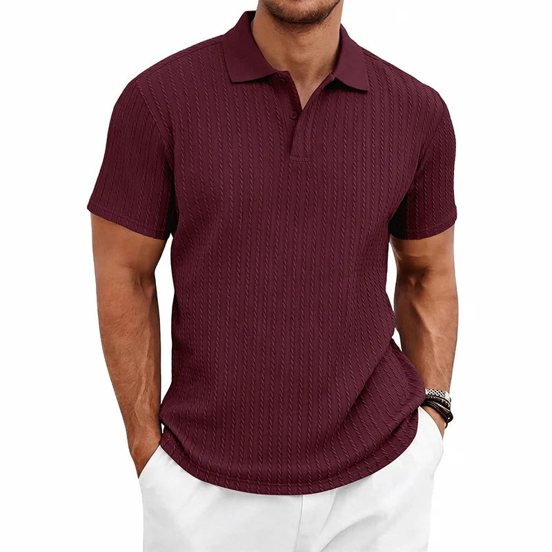 Ethan – Textured Knit Short-Sleeve Polo