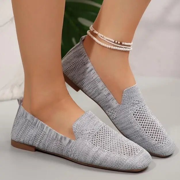 Clara – Solid Mesh Round-Toe Slip-On Flats