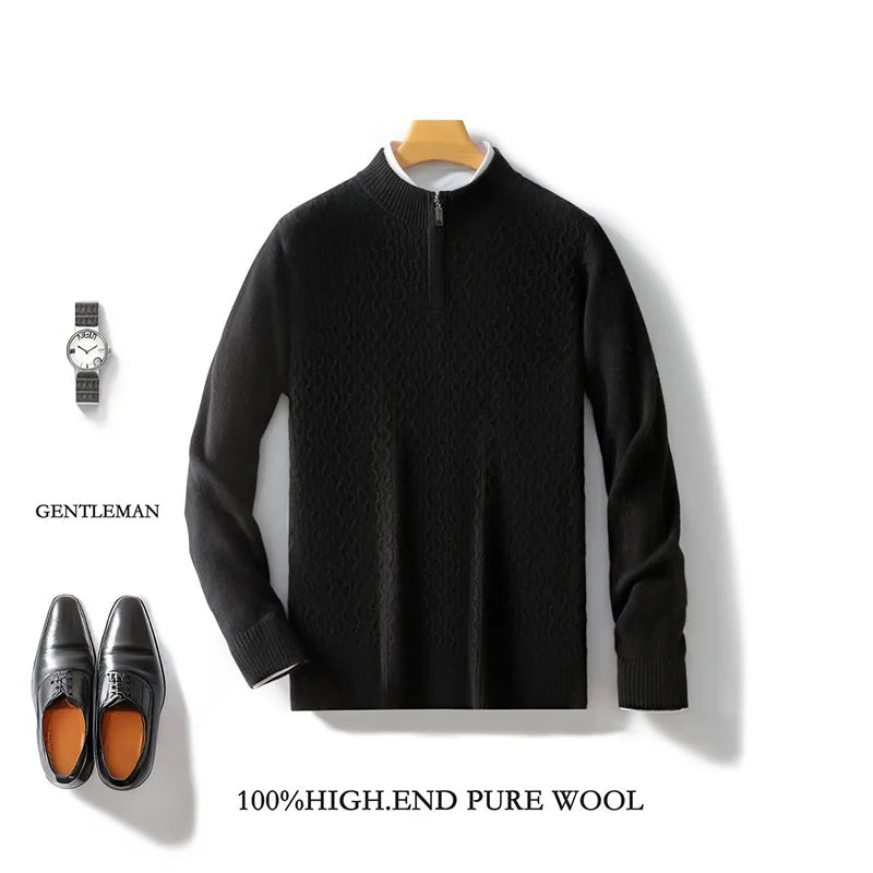 Ethan – Merino Wool Half-Zip Mock Neck Sweater
