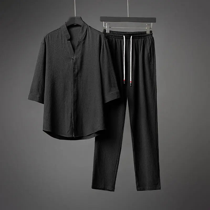 Ethan – Men’s V-Neck Short-Sleeve Sportswear Set