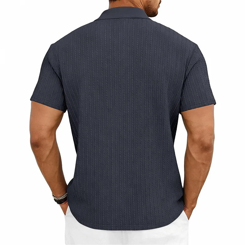 Ethan – Textured Knit Short-Sleeve Polo