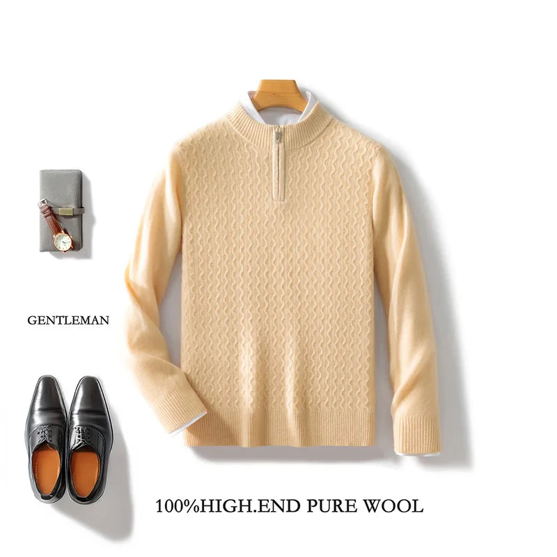 Ethan – Merino Wool Half-Zip Mock Neck Sweater