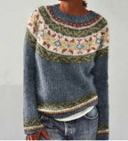 Delilah – Printed O-Neck Long-Sleeve Knit Sweater