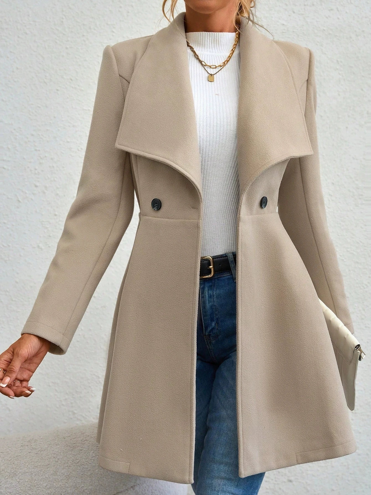 Fashionable Tweed Coat Women's Slim Fit Button-Up Collar Autumn Winter New Arrival 2026 from Europe And America