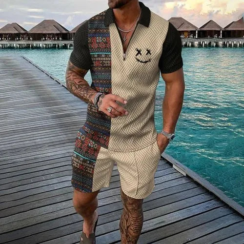 Ethan – Printed Polo Shirt & Shorts Set
