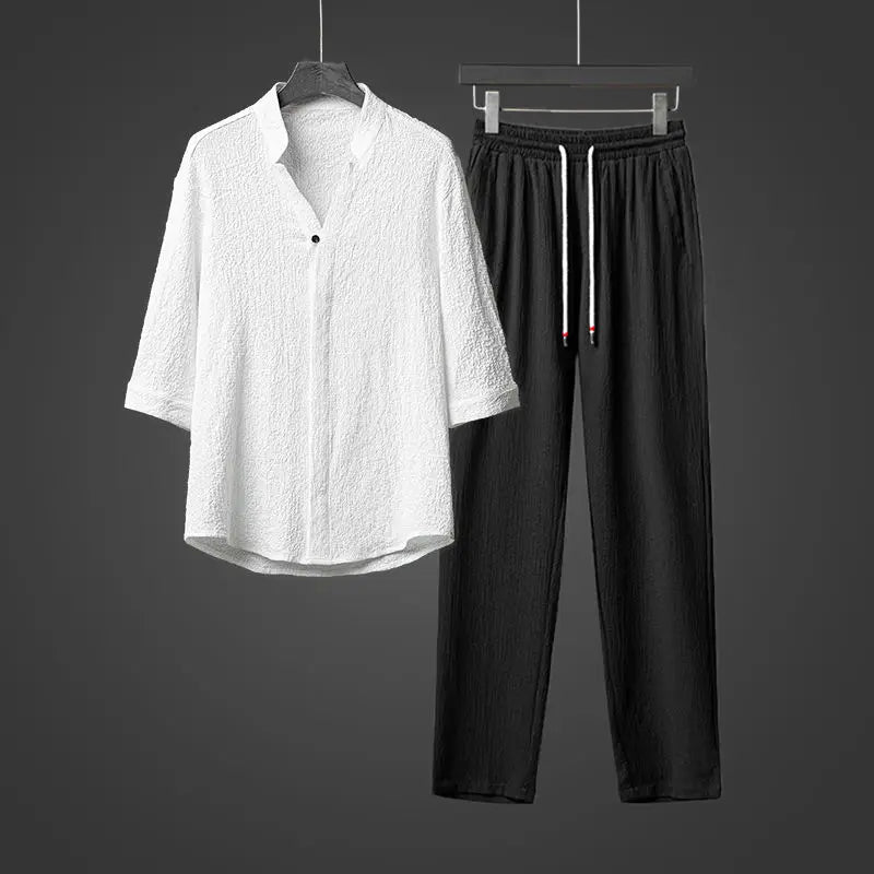 Ethan – Men’s V-Neck Short-Sleeve Sportswear Set
