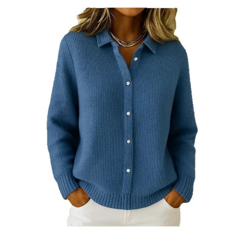 Lauren – Button-Up Knit Lapel Cardigan