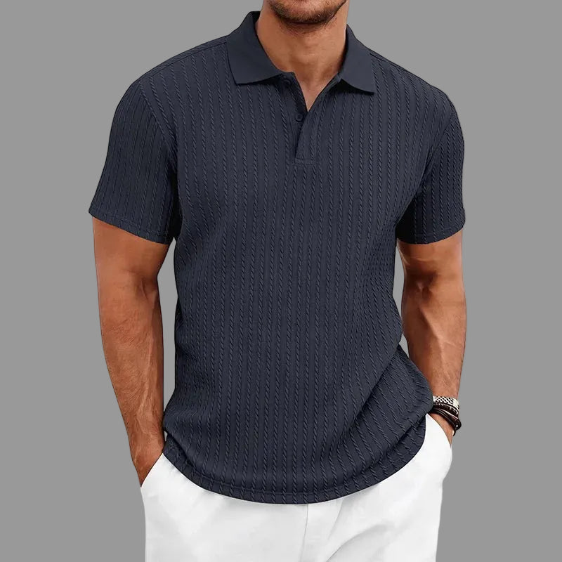 Ethan – Textured Knit Short-Sleeve Polo